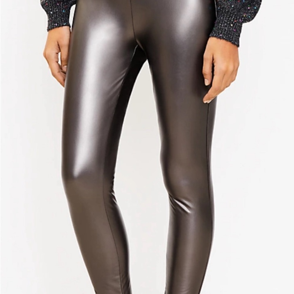 Loft Faux Leather Metallic Leggings - Picture 5 of 5